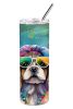 Shih Tzu Hippie Dawg Stainless Steel Skinny Tumbler Vacuum Double Walled Reusable Insulated Tumbler Travel Cup for Coffee Cocktails Gift with Lid