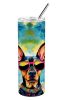 Doberman Pinscher Hippie Dawg Stainless Steel Skinny Tumbler Vacuum Double Walled Reusable Insulated Tumbler Travel Cup for Coffee Cocktails Gift with