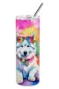 Samoyed Hippie Dawg Stainless Steel Skinny Tumbler Vacuum Double Walled Reusable Insulated Tumbler Travel Cup for Coffee Cocktails Gift with Lid