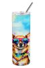 Chihuahua Hippie Dawg Stainless Steel Skinny Tumbler Vacuum Double Walled Reusable Insulated Tumbler Travel Cup for Coffee Cocktails Gift with Lid