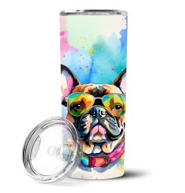 French Bulldog Hippie Dawg Stainless Steel Skinny Tumbler Vacuum Double Walled Reusable Insulated Tumbler Travel Cup for Coffee Cocktails Gift with Li (Default: Default)
