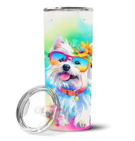 Westie Hippie Dawg Stainless Steel Skinny Tumbler Vacuum Double Walled Reusable Insulated Tumbler Travel Cup for Coffee Cocktails Gift with Lid, 20 oz (Default: Default)