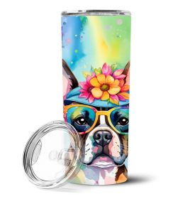 Boston Terrier Hippie Dawg Stainless Steel Skinny Tumbler Vacuum Double Walled Reusable Insulated Tumbler Travel Cup for Coffee Cocktails Gift with Li (Default: Default)